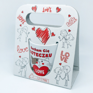 Kubek ceramiczny w ozdobnym opakowaniu z napisem "kubek ceramiczny w ozdobnym opakowaniu "Kocham Cię Koteczku"